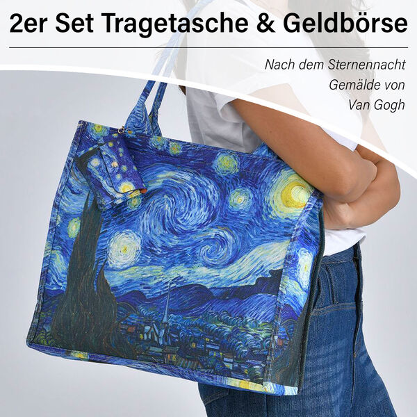 2er Set Shopper und Geldb&ouml;rse - Sternennacht Gem&auml;lde image number 2