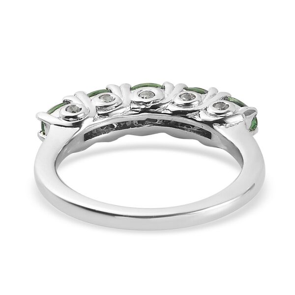 Tsavorite Granat und Zirkon 5 Stein Ring 925 Silber Platin-&Uuml;berzug image number 6