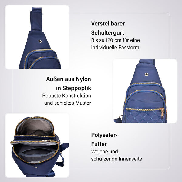 Rucksack mit RFID-Schutz in Steppoptik, 17x7,5x30cm, Marineblau image number 3