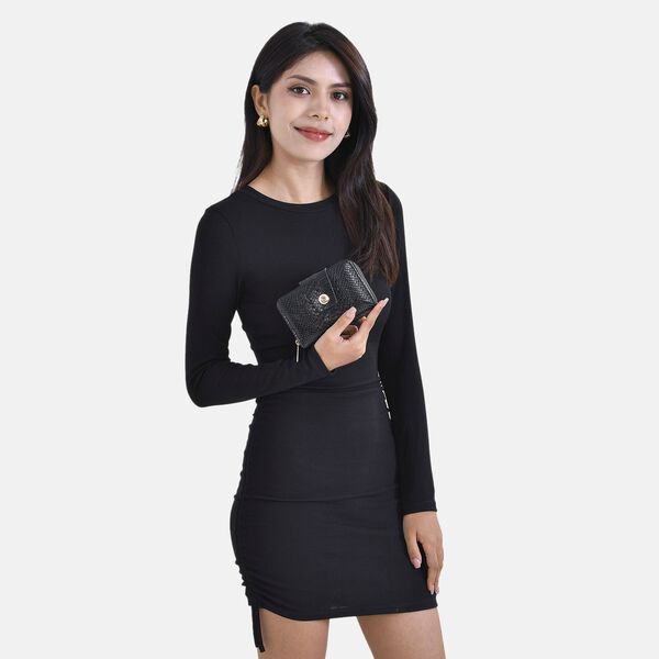 Gepr&auml;gtes Schlangenhaut-Design: RFID-Schutz PU Leder Geldb&ouml;rse, Gr&ouml;&szlig;e: 14x3.5x9cm, Schwarz image number 2