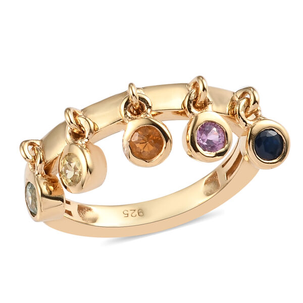 Mehrfarbig Saphir Ring 925 Silber 585 Vergoldet image number 4
