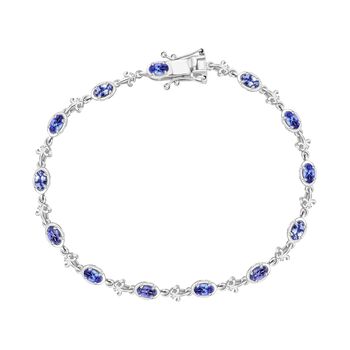 Tansanit Armband ca. 20 cm 925 Silber rhodiniert ca. 2,86 ct.