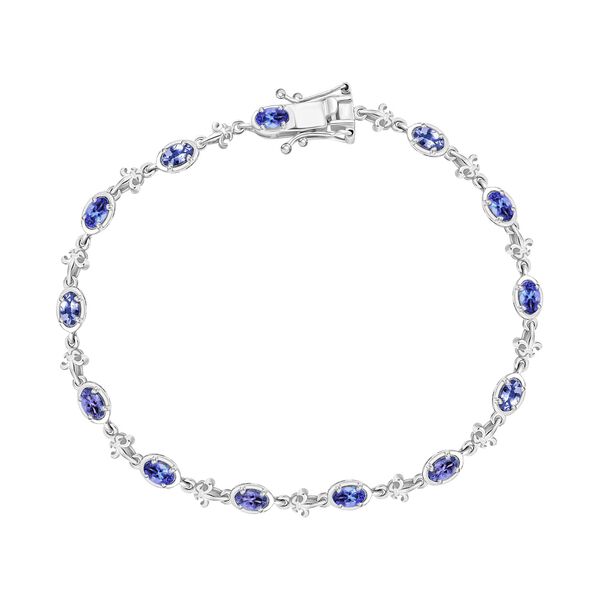 Tansanit Armband ca. 20 cm 925 Silber rhodiniert ca. 2,86 ct.