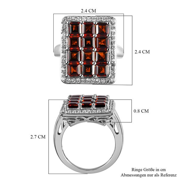 Kirsch Citrin und weißer Zirkon-Ring, 925 Silber platiniert (Größe 20.00) ca. 4.76 ct image number 7