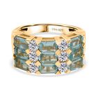 Djoy Betroka Blauer Apatit, Moissanit Ring 925 Silber 750 Gelbgold Vermeil (Größe 20.00) ca. 3,31 ct