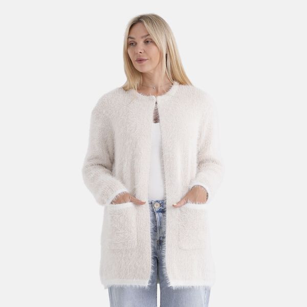 Kuschelweicher, langer &Uuml;bergangs-Cardigan mit 2 Taschen, Beige image number 3