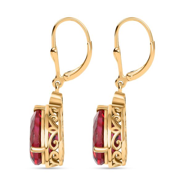 Royal Drops - D joy Synthetischer Padparadscha-Saphir, Moissanit Ohrringe 925 Silber 750 Gelbgold Vermeil ca. 8,20 ct. image number 4