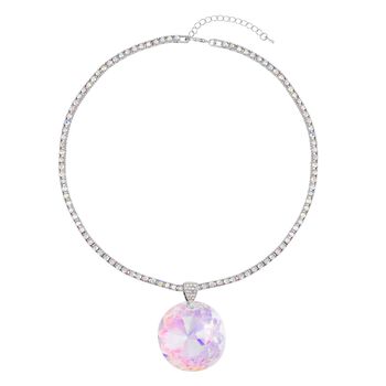 Kunsthandwerklicher wei&szlig;er AB-Farbkristall mit 50cm Halskette