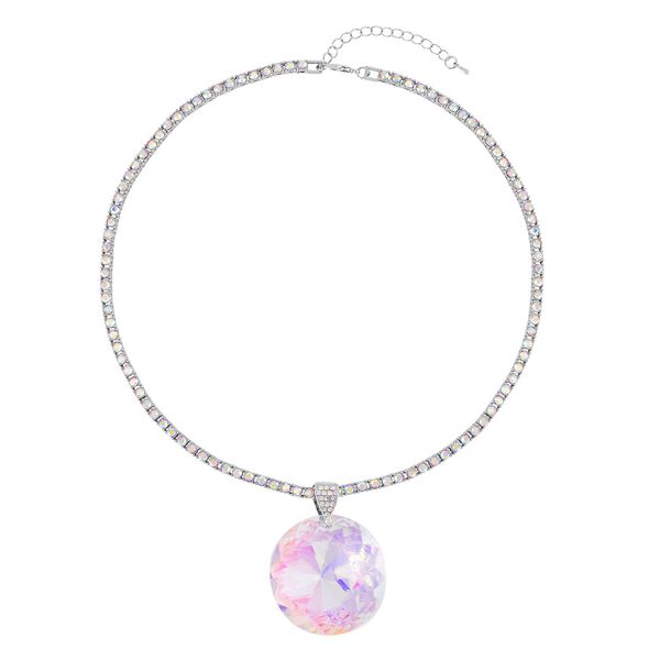 Kunsthandwerklicher wei&szlig;er AB-Farbkristall mit 50cm Halskette