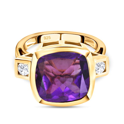 Lusaka Amethyst und weißer Zirkon-Ring, 925 Silber vergoldet  ca. 6,71 ct image number 0