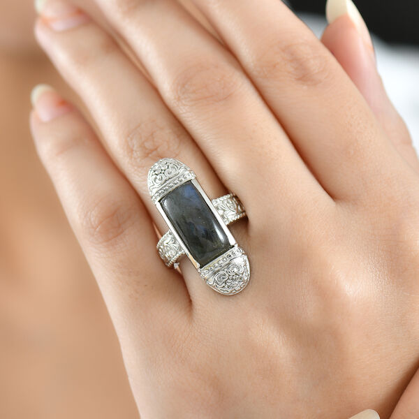 D'Joy AAA Labradorit Ring 925 Silber rhodiniert (Gr&ouml;&szlig;e 19.00) ca. 6,32 ct image number 3