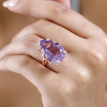 Rosa Amethyst und Zirkon Cocktail Ring - 17,74 ct.