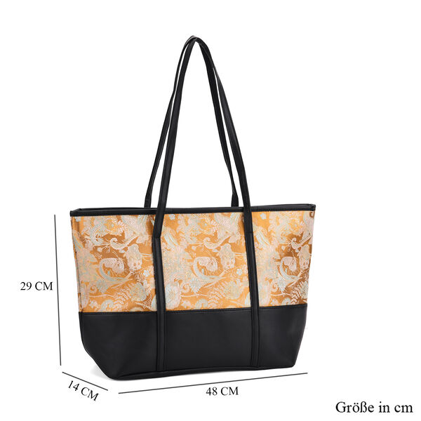 Große Tragetasche mit Libellenmuster, 48×29×14 cm, Gelb image number 6