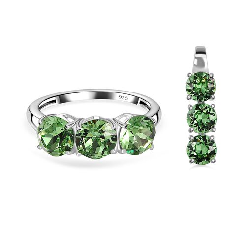 Peridot Kristall Schmuckset 925 Silber image number 0