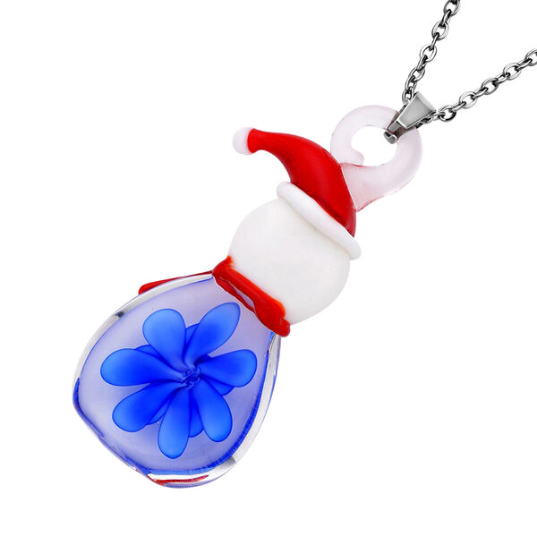 Mehfarbiger Anh&auml;nger im Murano-Stil mit 60cm Kette, Schneemann Design image number 5