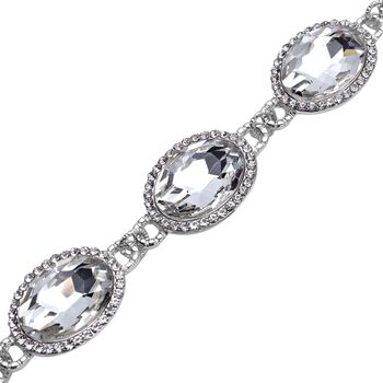 2er-Set- wei&szlig;es Glaskristall-Armband und Ohrringe - 132,80 ct.