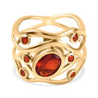 Mexikanischer Kirschfeuer Opal-Ring, 925 Silber Gelbgold Vermeil (Größe 16.00) ca. 1,02 ct