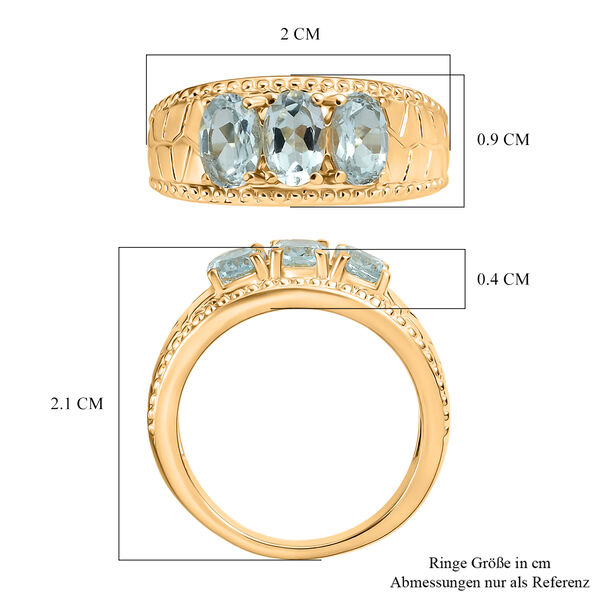 Himmelblauer Topas Ring 316L Edelstahl vergoldet (Gr&ouml;&szlig;e 20.00) ca. 1.64 ct image number 7