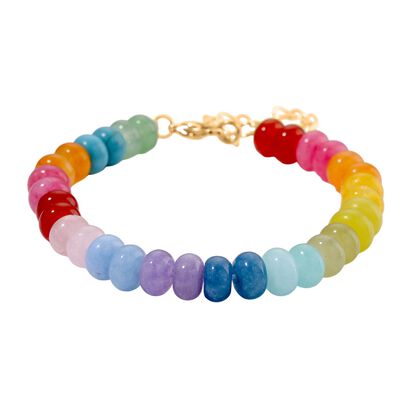 Mehrfarbiges Quarzit Armband, ca. 18cm mit 5cm extender, goldfarben, ca. 80.00 ct