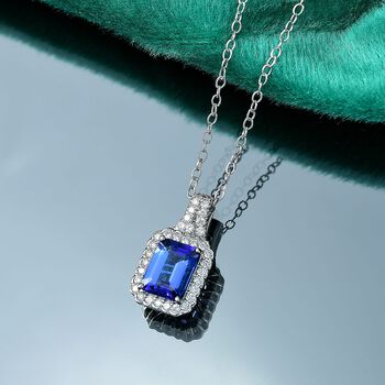 RHAPSODY AGI zertifiziert und gepr&uuml;ft AAAA Tansanit und VS-EF Diamant Anh&auml;nger mit 50cm Kette in 950 Platin - 2,75 ct.