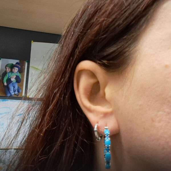 Amerikanische, nat&uuml;rliche Sleeping Beauty T&uuml;rkis und Neon Apatit-Creolen - 8,74 ct. image number 7