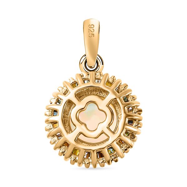AA Nat&uuml;rlicher, &auml;thiopischer Welo Opal, Nat&uuml;rlicher Champagner Diamant Anh&auml;nger 925 Silber 750 Gelbgold Vermeil ca. 1.81 ct image number 5