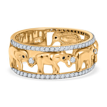 LUSTRO STELLA - wei&szlig;er Zirkonia Elefant-Ring, 925 Silber Bicolor (Gr&ouml;&szlig;e 16.00) ca. 0,83 ct