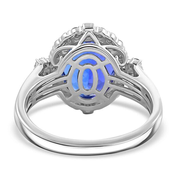 RHAPSODY zertifiziert und gepr&uuml;ft AAAA Tansanit und VS Diamant Ring in 950 Platin - 7,25 ct. image number 4