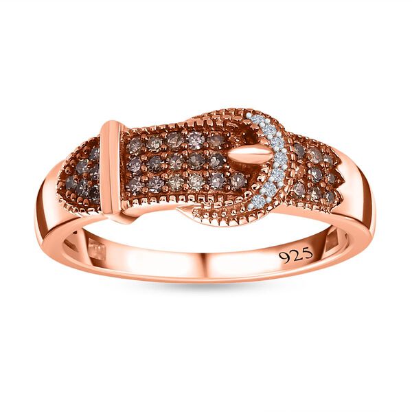 Nat&uuml;rlicher Champagner und wei&szlig;er Diamant-Ring - 0,25 ct. image number 3