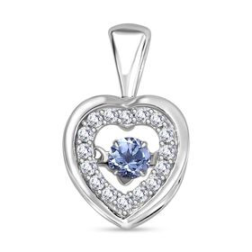 Tansanit und Moissanit Herz Anhänger - 0,41 ct.