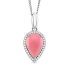 D'Joy Natürlicher Rosa Königsmuschel Perle, Moissanit Anhänger mit Kette, ca. 45 cm 925 Silber rhodiniert