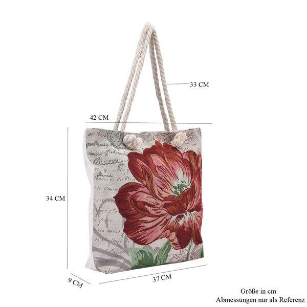 Jacquard gewebte Jute-Tasche mit Mond Design, 42x34 cm, Blume image number 7