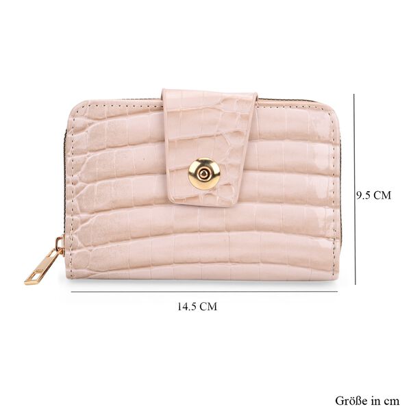 Elegante Geldbörse mit Krokoprägung, RFID-Schutz, 14,5×9,5cm, Beige image number 9