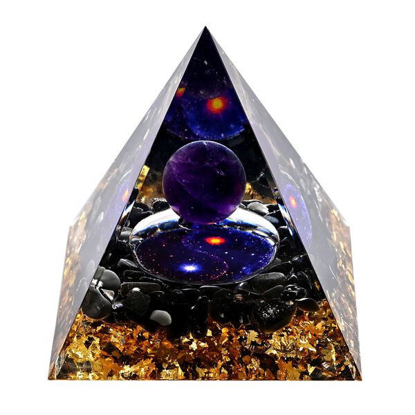 LIVMORE Kristall Pyramide Dekoration aus Kristall und Resin, 6cm, Dunkelblau