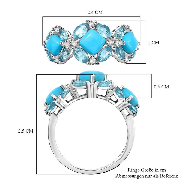 D'Joy AA Sleeping Beauty Türkis Ring 925 Silber rhodiniert (Größe 20.00) ca. 2,78 ct image number 7