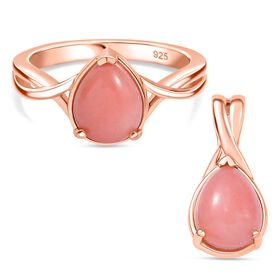 AA Vinicunca-Peruanischer Opal Ring und Anh&auml;nger,Gr&ouml;&szlig;e (20.00), 925 Silber 750 ros&eacute;vergoldet ca. 3,24 ct.