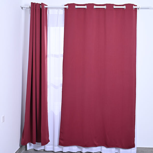 2er-Set Verdunkelungsvorh&auml;nge mit Metall&ouml;sen, Gr&ouml;&szlig;e 140x240 cm, Burgunderrot image number 1