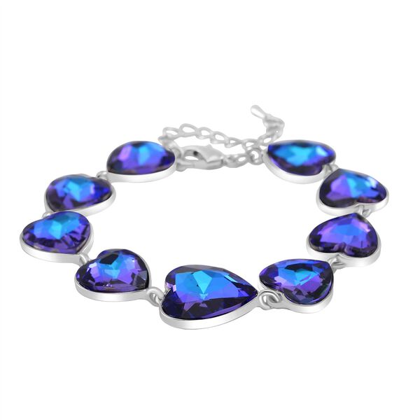2er Set - Blauer Magie Farbe Kristall Armband und Ohrringe, Silberfarben image number 3