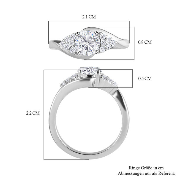 120 Facetten Moissanit-Ring, 925 Silber platiniert  ca. 0,90 ct image number 7