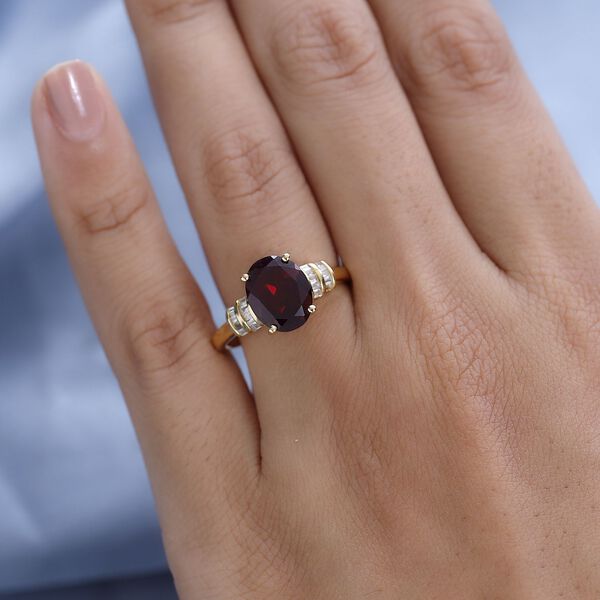 AA Rhodolith Granat und Diamant Ring - 3,18 ct. image number 3