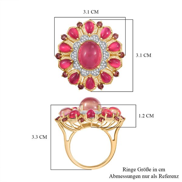 D'Joy Maulbeer Mondstein Ring 925 Silber 750 Gelbgold Vermeil (Gr&ouml;&szlig;e 16.00) ca. 11,31 ct image number 7