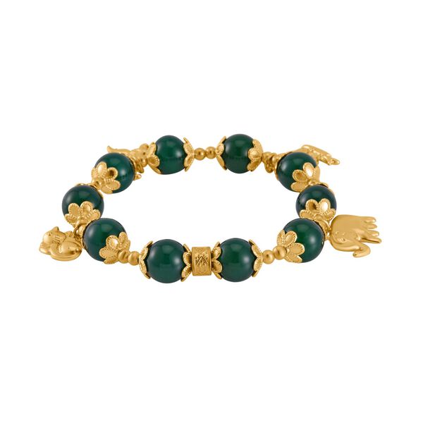 Grüner Achat Armband ca. Flexibles cm Legierung vergoldet ca. 166.60 ct image number 4