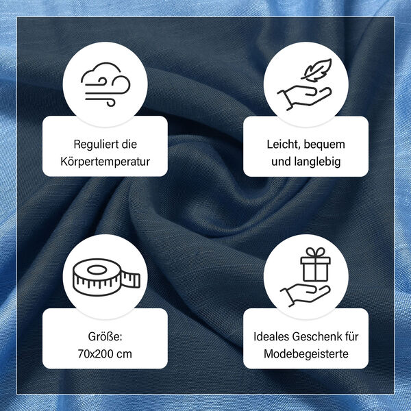 Schal aus Seide und Leinen, 70x200 cm, Hellblau image number 5