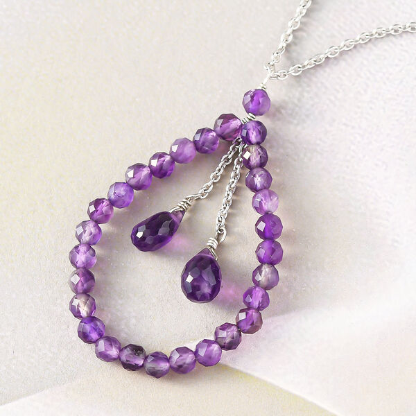 Afrikanische Amethyst-Halskette, ca. 50 cm, 925 Silber rhodiniert ca. 9.00 ct image number 3
