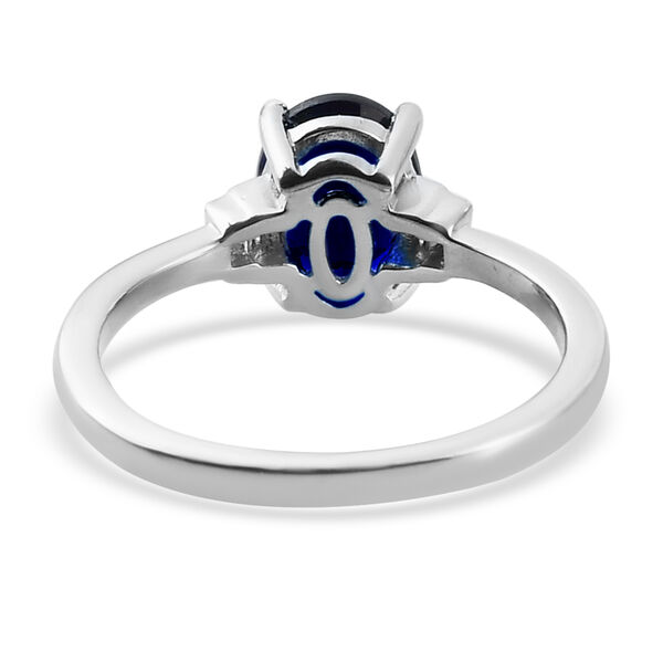 Masoala Saphir und Zirkon-Ring, 925 Silber platiniert, 1,98 ct. image number 6