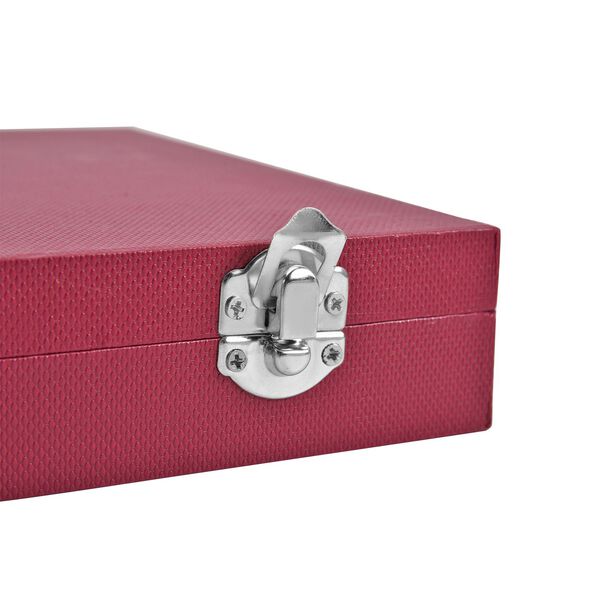 Moderne Ringschatulle aus Kunstleder mit zwei Verschl&uuml;ssen, 29x18.5x4cm, Weinrot image number 7