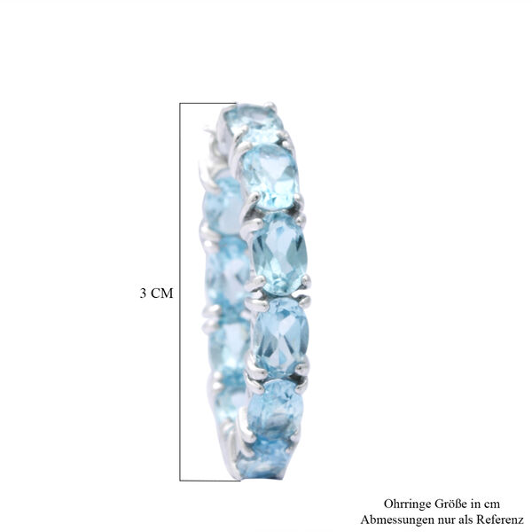 Himmelblaue Topas-Creolen, 925 Silber platiniert ca. 11,66 ct image number 4