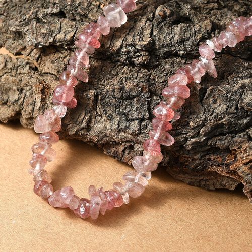 AA Erdbeer Quarz Kette 70 cm, ca. 270,00 ct. image number 1
