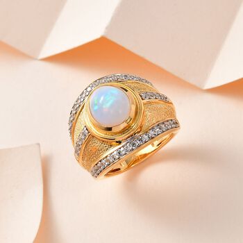 AA nat&uuml;rlicher, &auml;thiopischer Welo Opal und Zirkon-Ring - 2,35 ct.