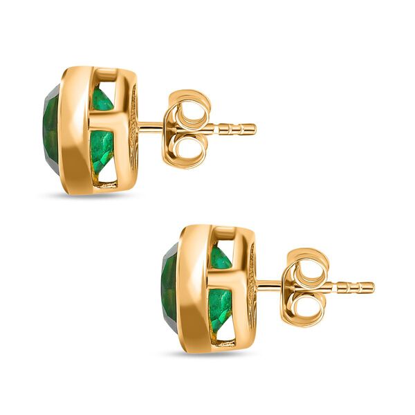 Smaragd-Triplette-Quarz Ohrringe, 925 Silber vergoldet ca. 1.89 ct image number 4